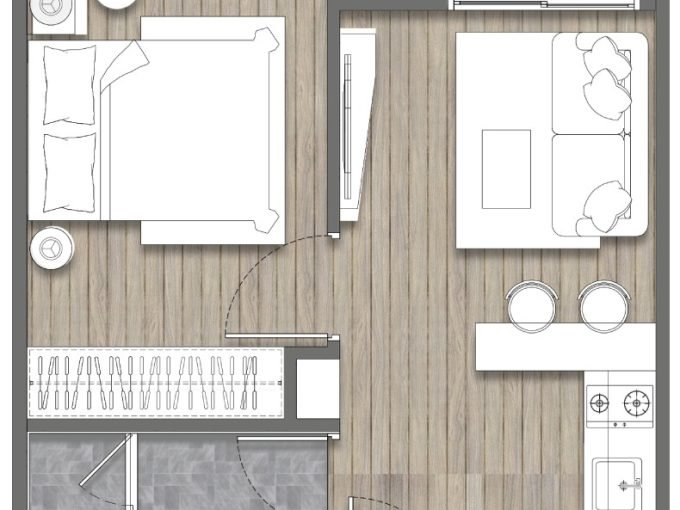 1 bedroom condo for sale at Zelle Rattanathibet. 31.49 sqm unit in Bangkok. Contact BACH Bangkok for more information.